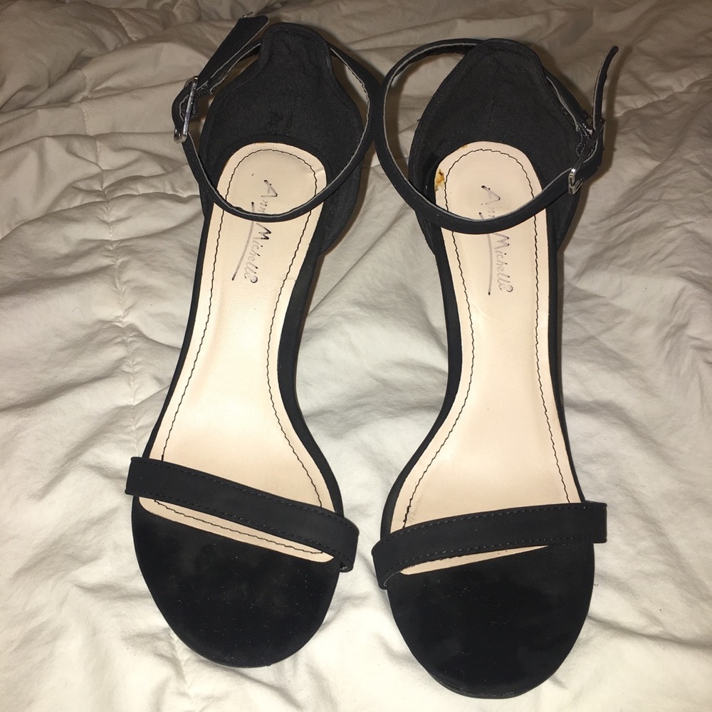Black strap heels